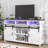 57” Wooden Farmhouse TV Stand for 60/65 inch TV,Double Layer Storage Entertainment Center TV Console Table,w Double-Row Sockets and 2 Sliding Barn Door,Media Cable Box-795272003-795272000
