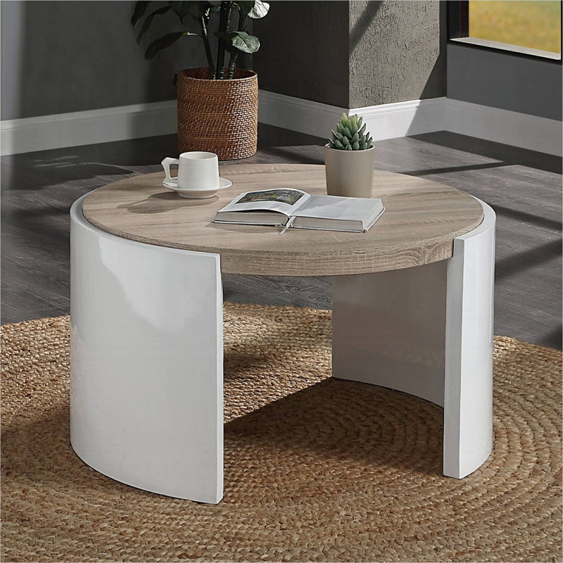 Table basse carrée avec finition ultrabrillante et tiroir simple, d'une largeur de 33 pouces, pour le salon