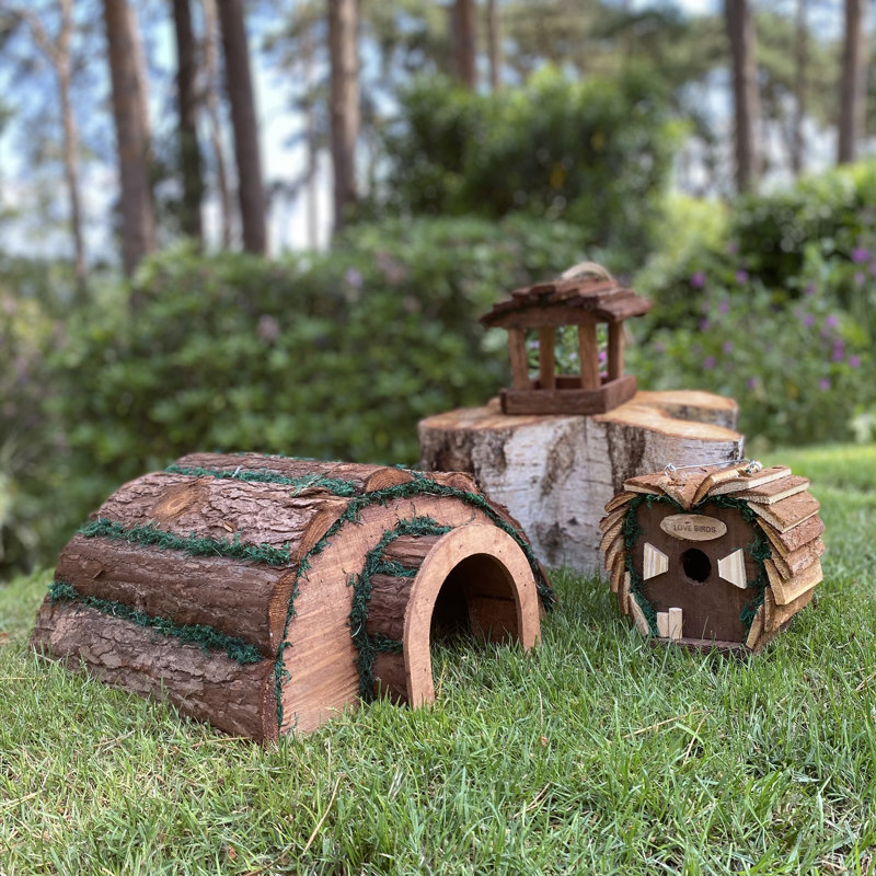 3 Piece Birdhouse Freestanding Hedgehog Set