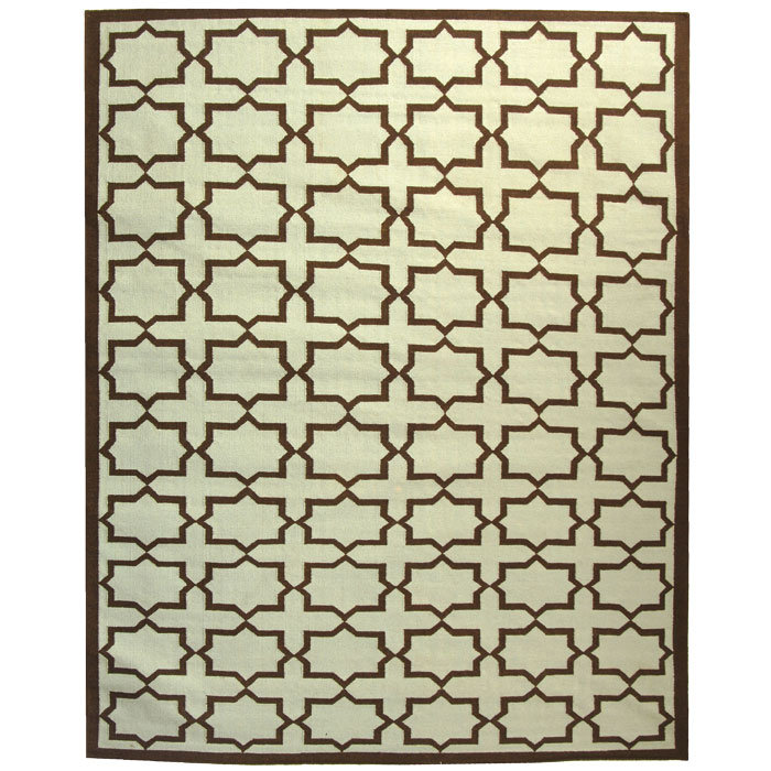 Warren Hand Woven Flat Weave Wool/Cotton Geometric Rug in Light Blue