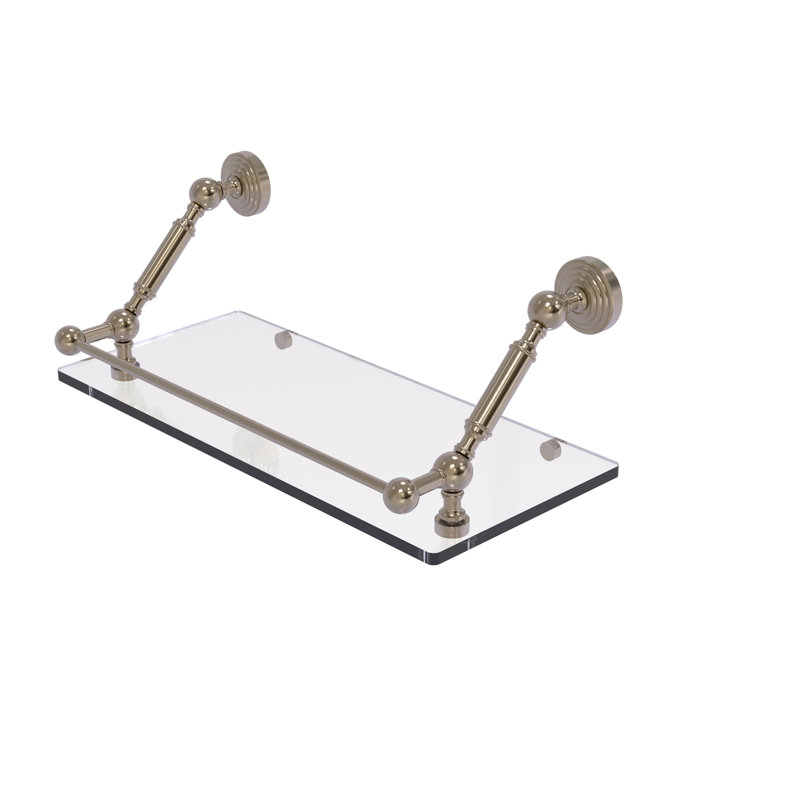 Tablette flottante avec barre de galerie hertzler, Étain antique, H 7,3 po x l 18 po x P 8,6 po