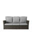 Canapé de patio 67,7 po en osier 3 places avec coussins gris épais et structure noire