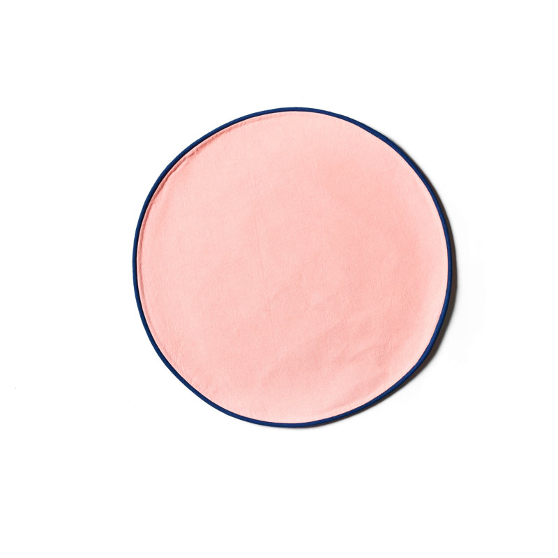 Blush And Pine Color Block Round Placemat Set Of 4, Provence/Navy