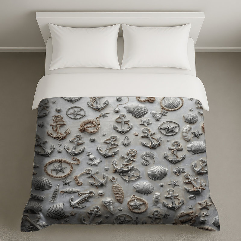 Housses de couette Nautical Anchors Shells, Lit simple