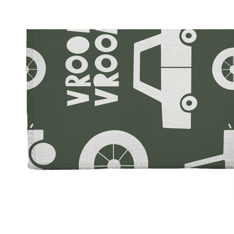 Vroom vroom Indoor Doormat, Chimichurri, 48" W x 72" L