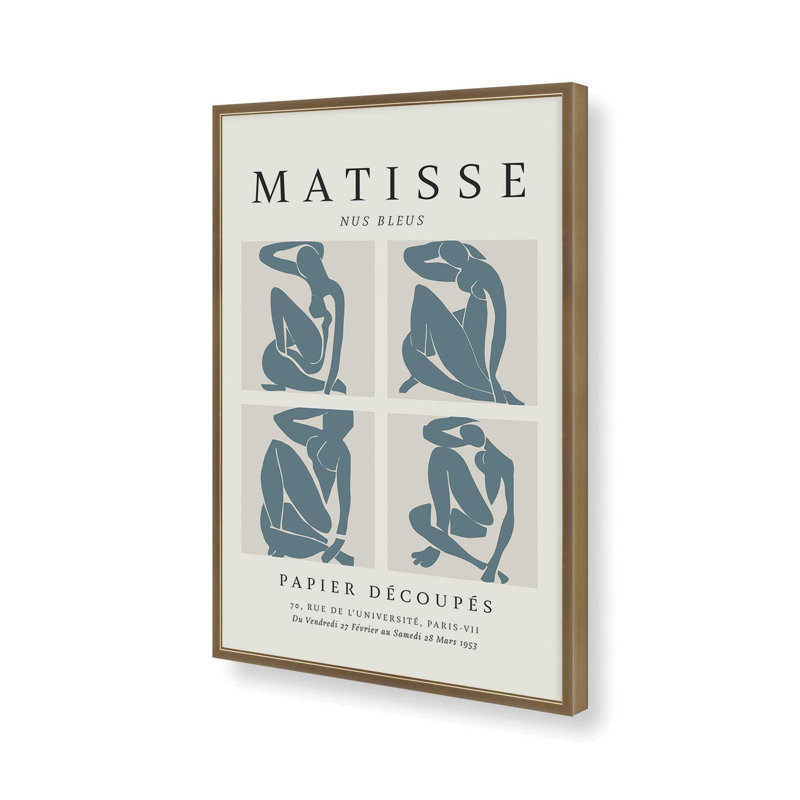 Nus Bleus Matisse Fine Art Poster v2, reproduction dans un cadre, H 25,25 po x l 19,25 po, Or brossé