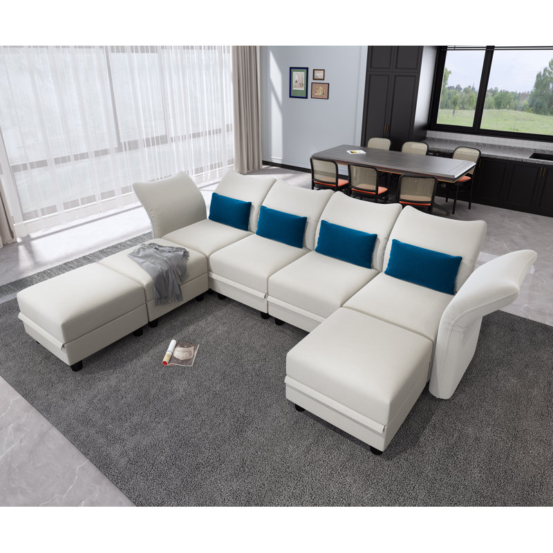 Ensemble de 7 pièces avec rangement Harlaii 102 po, Velours beige