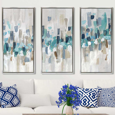 «Staccato Blue II» par Katrina Craven, reproduction de 3 pièces sur toile flottante