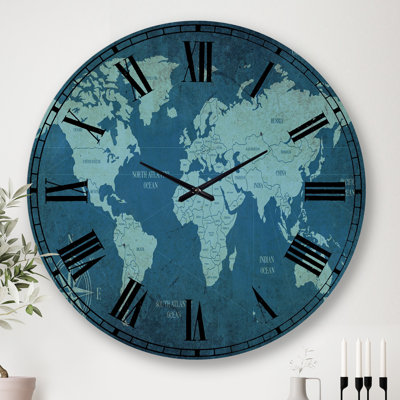 Slate World Map II Wall Clock