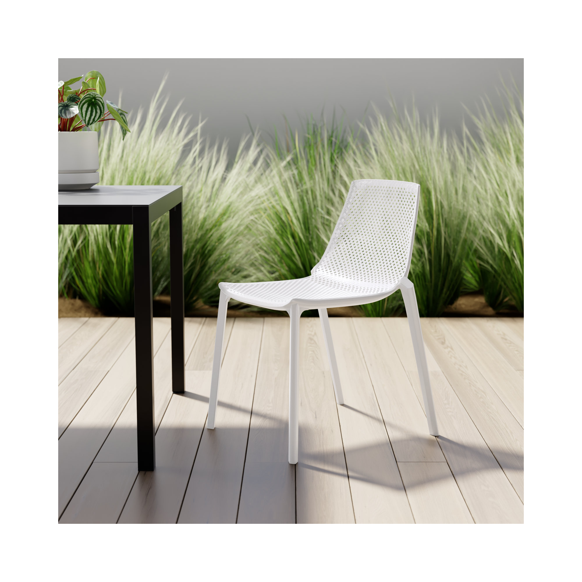 Rafael Outdoor Stacking Dining Side Chair, White