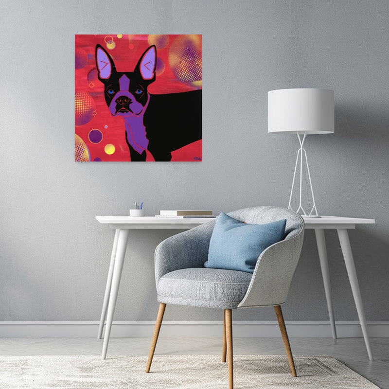 Art contemporain pour chien «Bubbles Boston», H 24 po x l 24 po