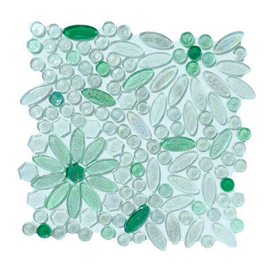 Carreau de mosaïque en verre à motif floral - tuile décorative murale et dosseret