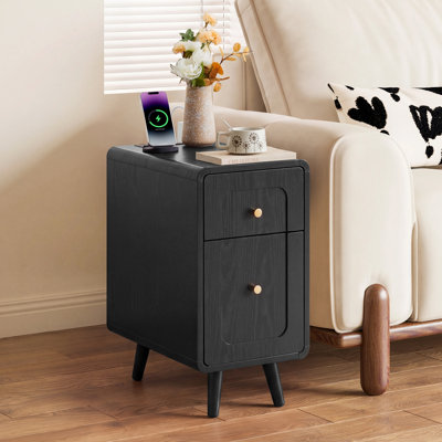 Narrow End Table With Charging Station