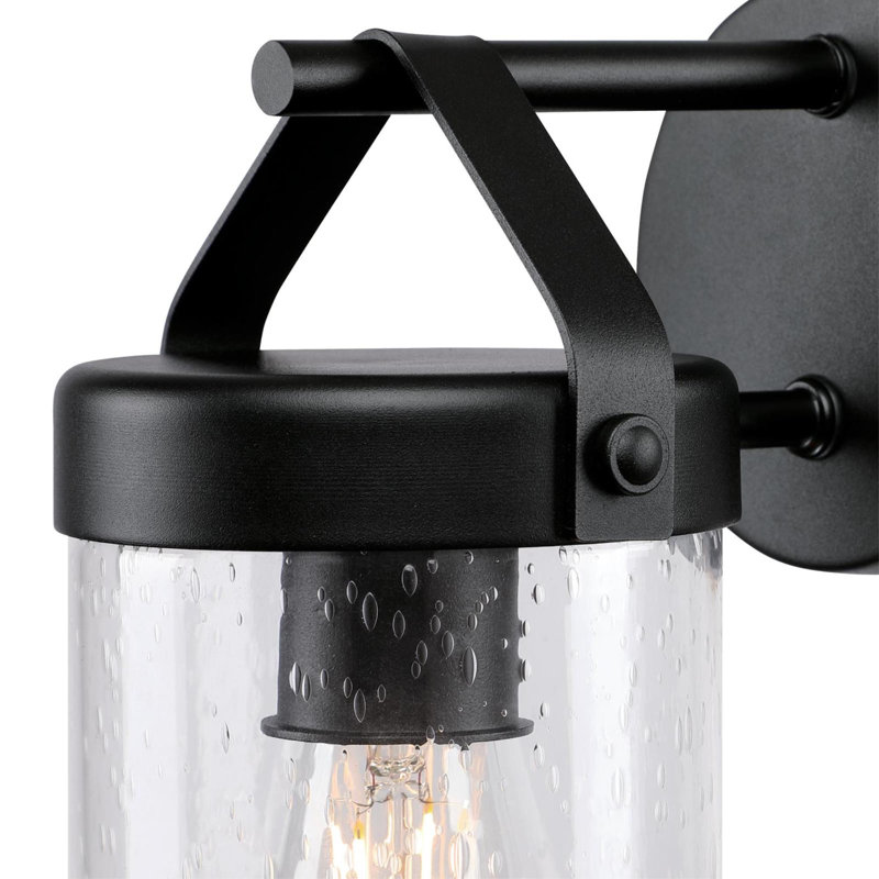 Luminaire de grange d'extérieur à 1 ampoule texturée noire H 11,75 po Metheny