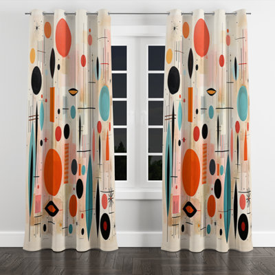 Tomohiko - Mid-Century Whimsical Wonders IV - rideau à œillets Mid-Century - obscurcissement de la pièce en velours - 1 panneau