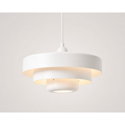  White Three-Tier Scandinavian Pendant Light, Layered Disc Chandelier, 16.9" Wide
