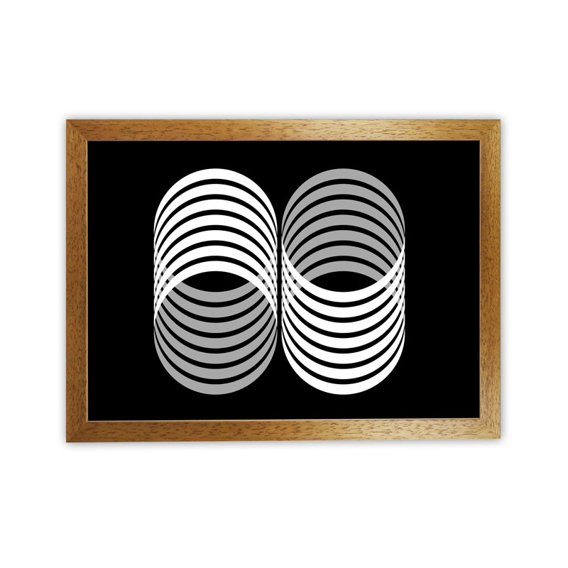 Abstract Modern Shapes Landscape Original - Print, 59cm H x 84cm W x 3cm D, Oak Frame