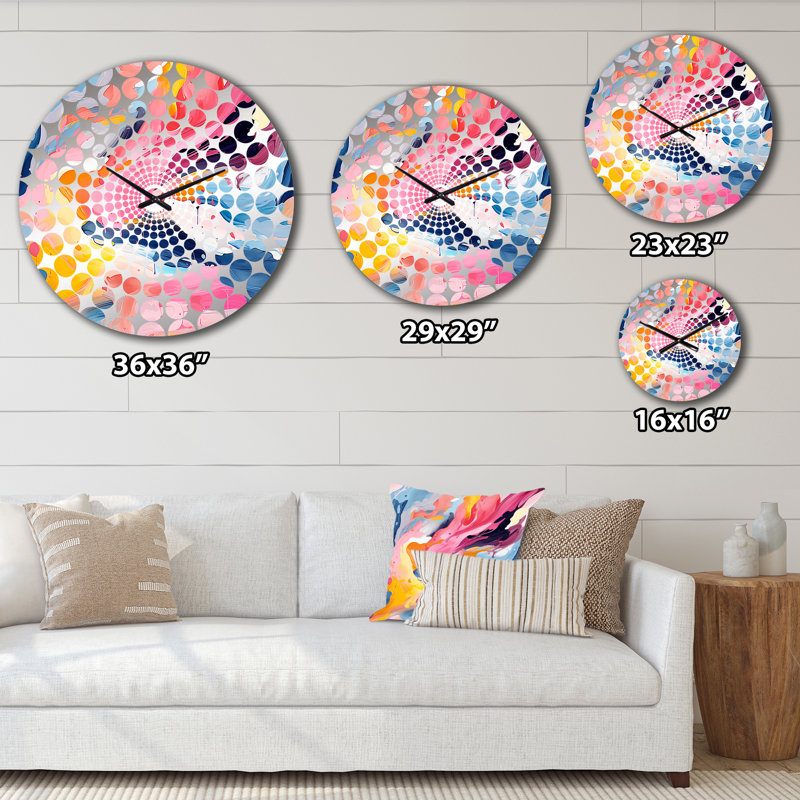 «Colorful Paint Swirl Bliss - Horloge murale abstraite», Très grand