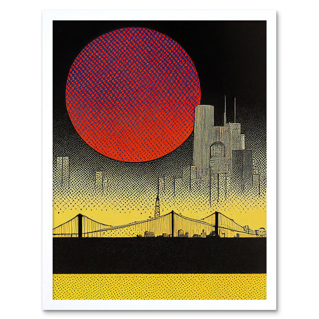 Pop Art Sunset Manhattan Bridge Skyline-Art Print