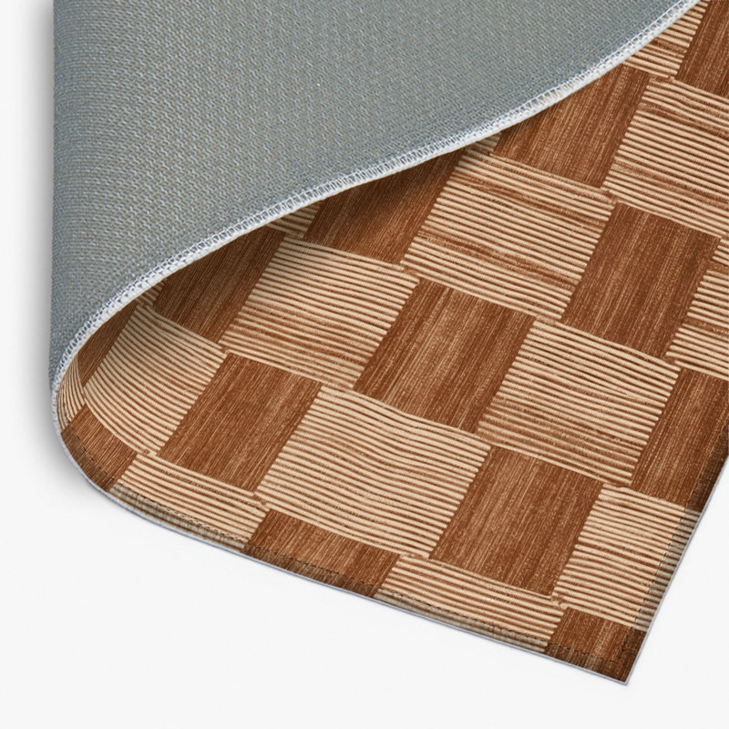Tapis d'intérieur et d'extérieur à carreaux brun, Rectangulaire 8 pi x 10 pi