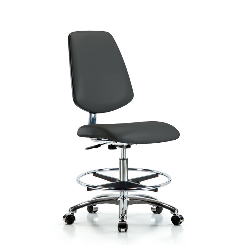 Anais Vinyl Drafting Chair, Casters, Charcoal