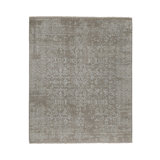 Hand-Knotted High-Quality Silver and Aqua Area Rug