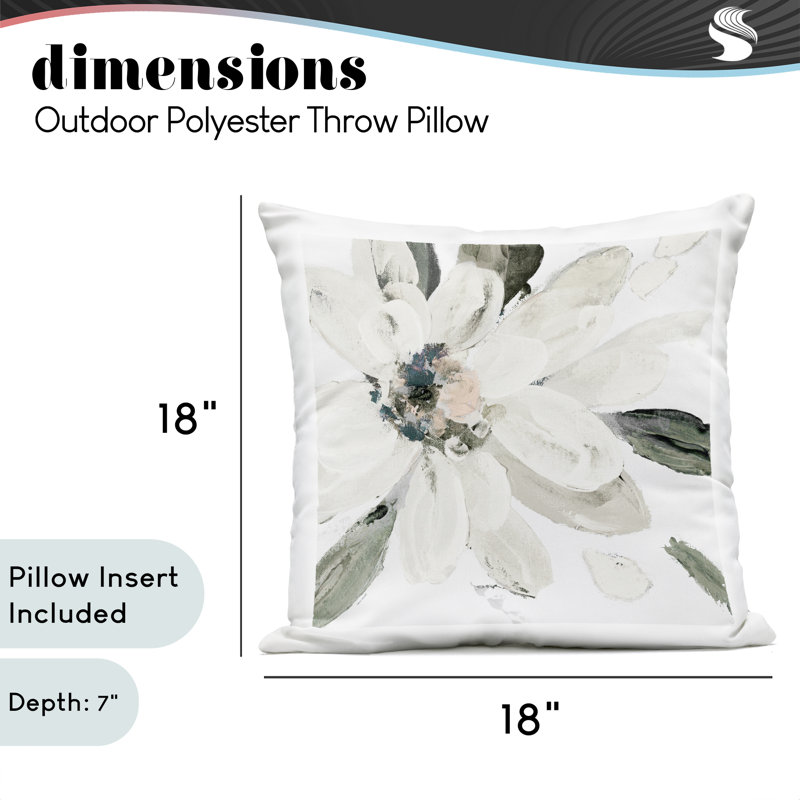 Coussin d'extérieur imprimé Naturally Blooming Moment, par Lanie Loreth, 18 x 7 x 18, Fleurs vertes 1, Simple