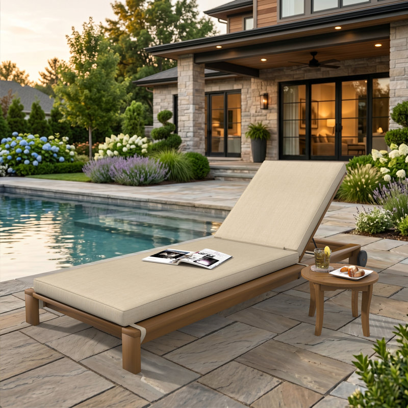 Sunbrella® Outdoor Chaise Cushion, Canvas Flax, 23" W x 75" D
