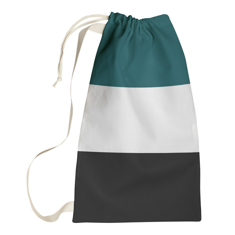 Boston Fabric Laundry Bag with Handles, Small (29" H x 18" W), White Accent