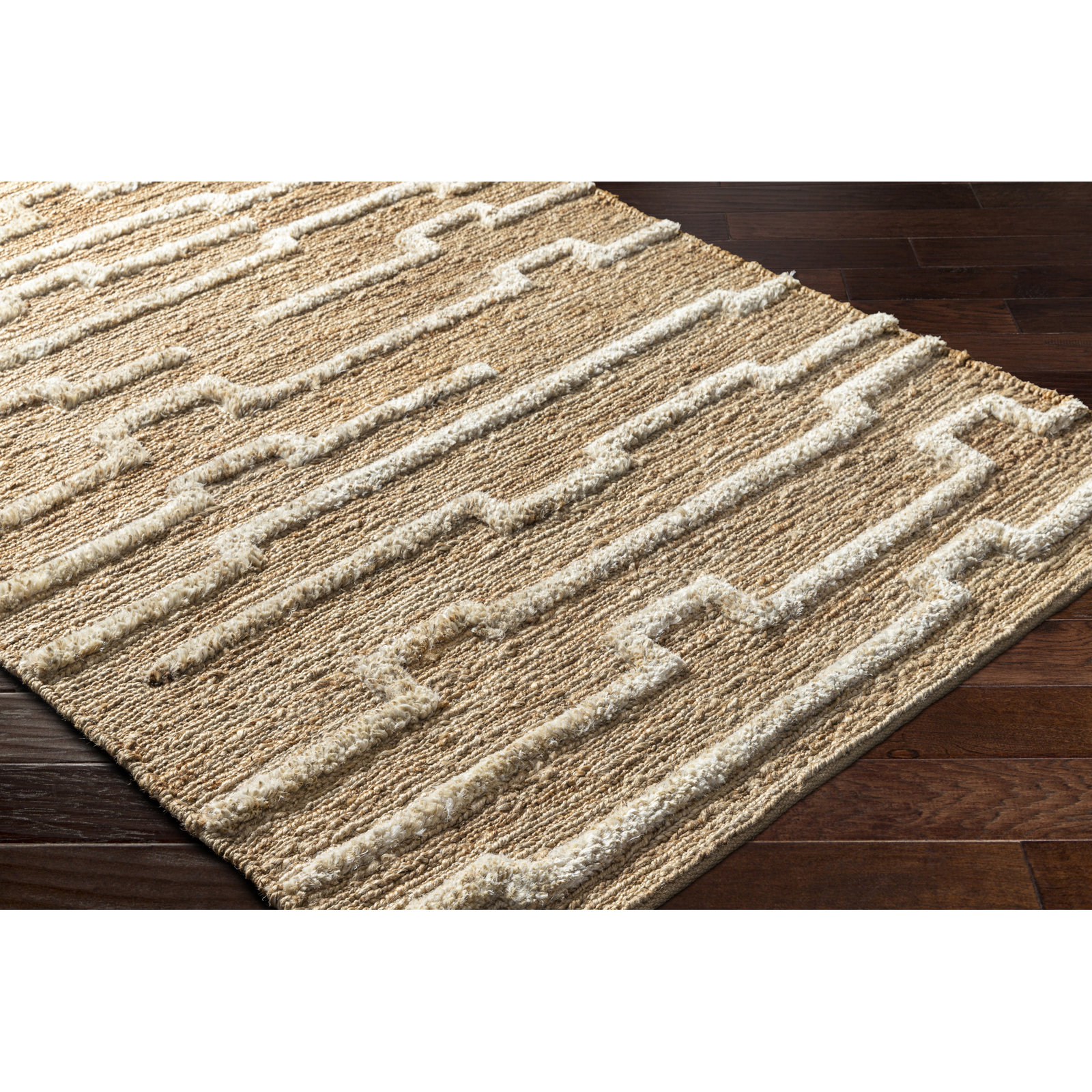Febina Hand-Knotted Geometric Jute Rug, Rectangle 2' x 3'