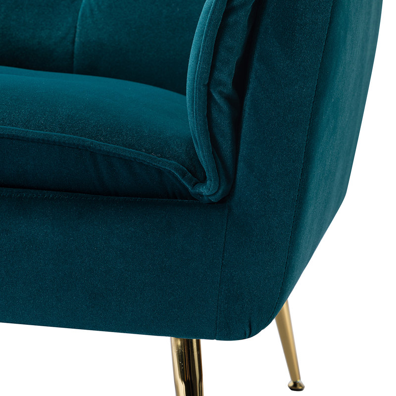 Toulouse Tufted Back Upholstered Armchair, Teal Velvet