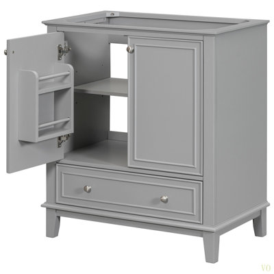 30" Bathroom Vanity Without Sink, Base Only, Multi-Functional Bathroom Cabinet With Doors And Drawer, Solid Frame And MDF Board