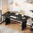 63" Large Executive Desk For Home Office, Spacious Computer Desk With Ample Leg Room, Double PC Gaming Writing Table Study Desk With Sturdy Legs, Black
