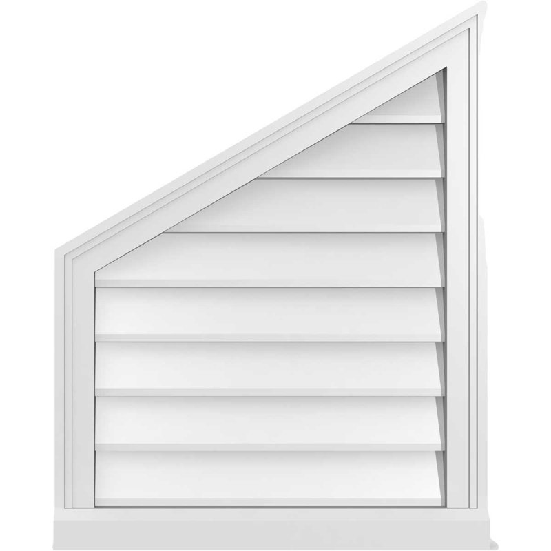 Half Peaked Left Surface Mount Signature Urethane Non-Functional Gable Vent 7/12 Pitch Primed Tan, 28" H x 22" W x 2" D