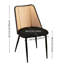 Chaises de salle à manger noires (4), dossier en canne naturel rembourré Boucle, look moderne pour la cuisine, conception à carreaux, pieds en métal, coussin en mousse, finition thermolaquée de 4 chaises, style bureau personnel, structure, rembourrage,-323985313-323985324