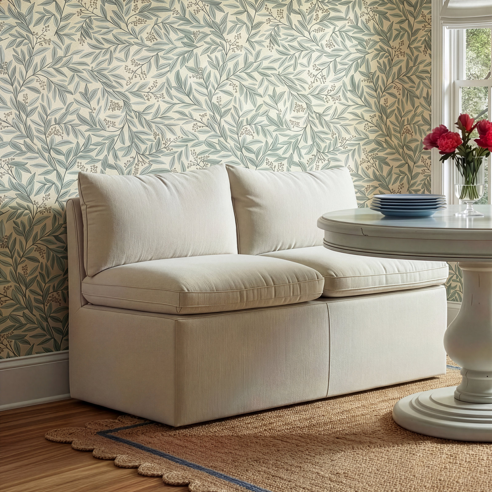 Alayaa 55" Dining Bench, Effie Performance Linen