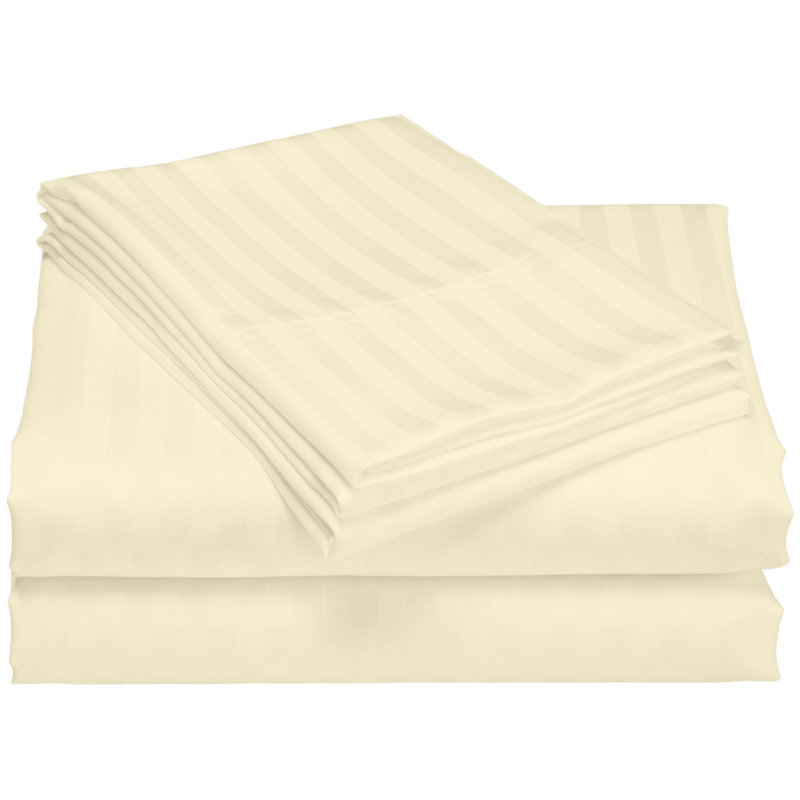 Ensemble de draps en satin de coton de qualité égyptienne 600 fils Beverly Hills, Ivoire
