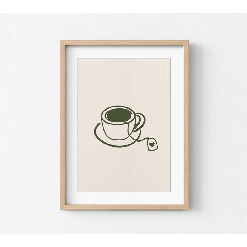 Affiche Cozy Cup of Tea - Art de boisson chaude | Illustration de thé minimal, H 40 po x l 30 po, Tanné