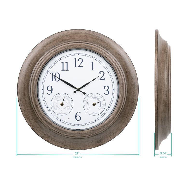 Aerick 21 in. Outdoor Quartz Wall Clock with Illuminated Backlight