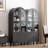 71'' Kitchen Pantry Storage Cabinet With Bookshelf, Tempered Glass Doors and 2 Drawers-358774170