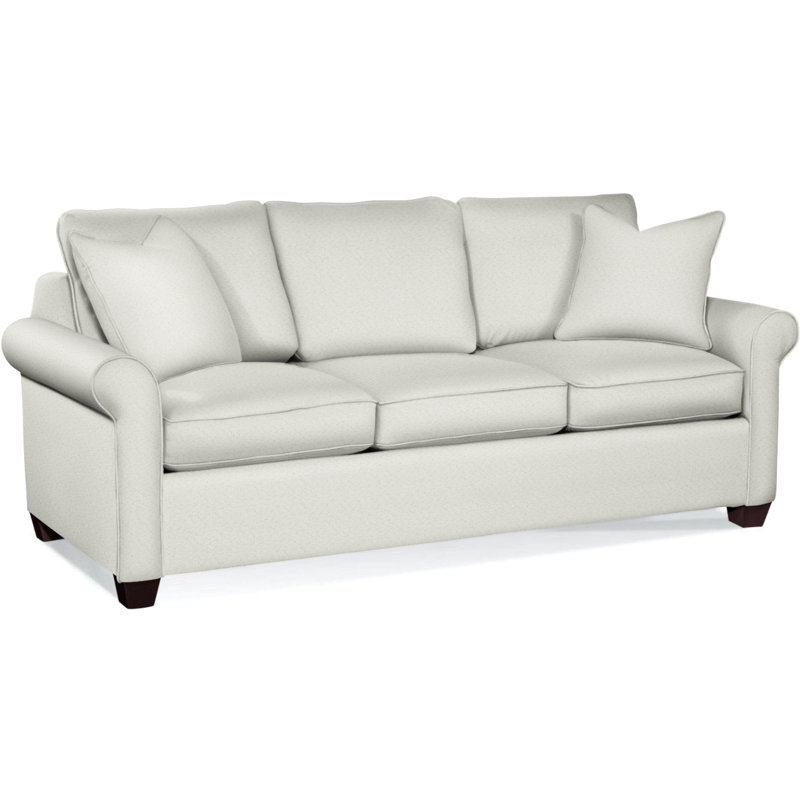 Park Lane Upholstered 81'' Sofa, Java Finish, Beige Sugar Performance; 0863-93