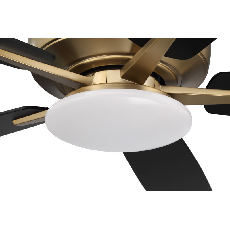 Satin Brass 60" Ceiling Fan with Black Walnut Blades and LED Light