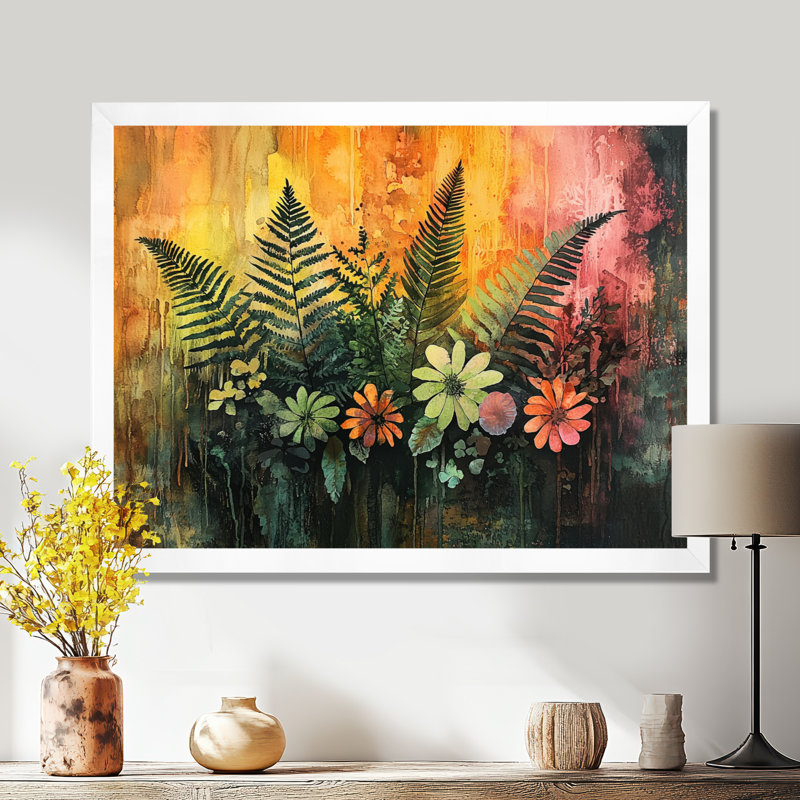 Donton - Floral Canvas Art Print, H 24 po x l 32 po, Avec cadre, Blanc