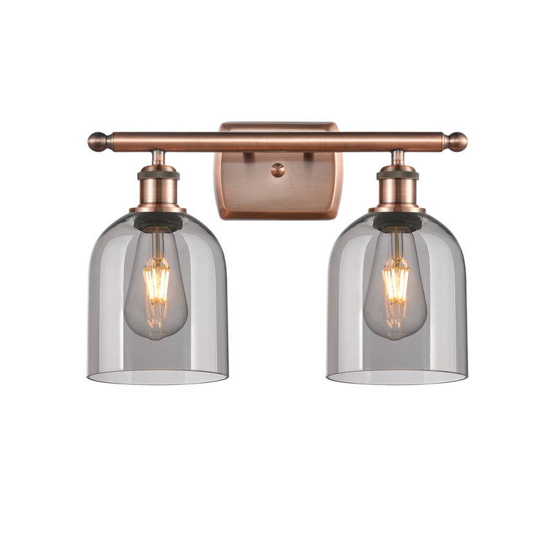Éclairage pour meuble-lavabo à 2 lumières à intensité variable Allysson, Gris fumée clair, Cuivre antique
