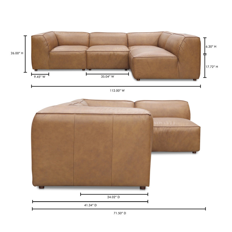 Form Modular Sectional, Tan Genuine Leather