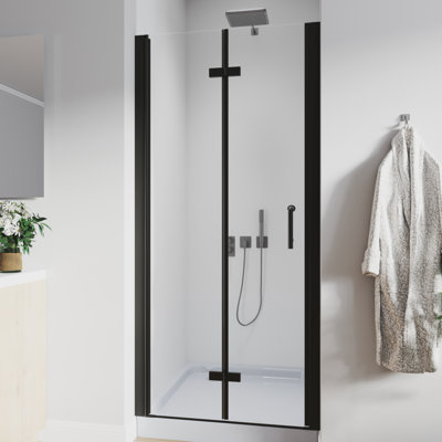 Porte de douche pliante en verre pivotante sans cadre de 34 à 35,25 po x H 72 po