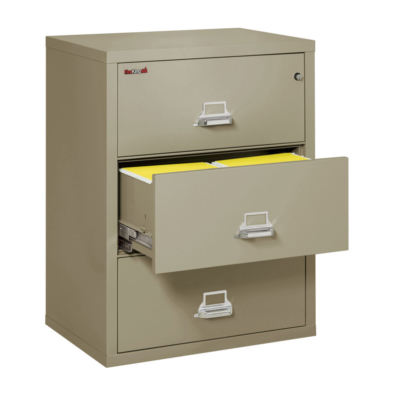 Fireproof 3 - Drawer File Cabinet, Key Lock, Pewter