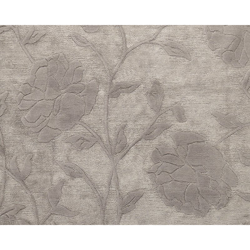 Peony Floral Area Rug in Silver/Gray, Rectangle 2' x 3'