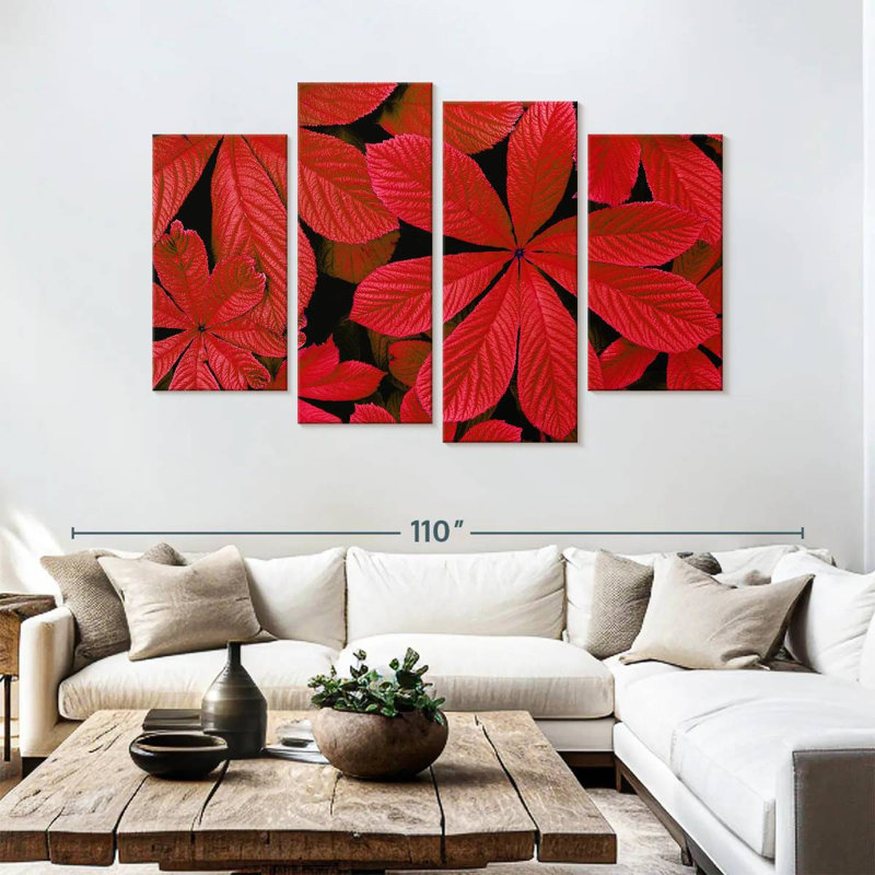 Harnek - feuillage d'automne rouge, H 54 po x l 84 po