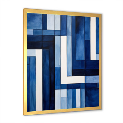 Blue White Sapphire Symmetry I - Abstract Shapes Canvas Art